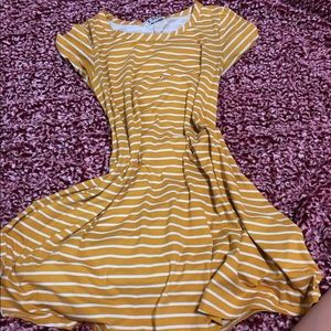 yellow and white striped dress